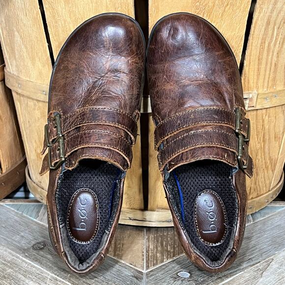 BOC Ocala Monk Strap Brown Leather Double Buckle Slip-On Loafers Womens Size 6.5 - Picture 9 of 12